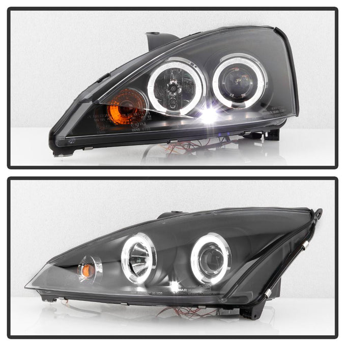 LED Halo Black Projector Headlights <br>00-04 Ford Focus