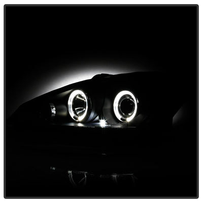 LED Halo Black Projector Headlights <br>00-04 Ford Focus
