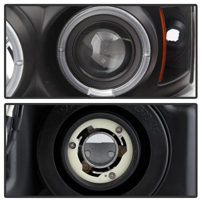 Version 2 Black LED Halo Projector Headlights <br>04-08 Ford F-150