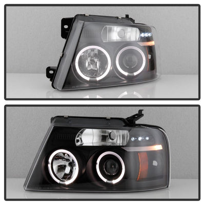 Version 2 Black LED Halo Projector Headlights <br>04-08 Ford F-150