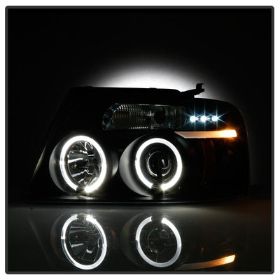 Version 2 Black LED Halo Projector Headlights <br>04-08 Ford F-150