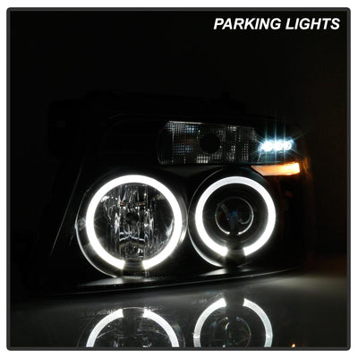 Version 2 Black LED Halo Projector Headlights <br>04-08 Ford F-150
