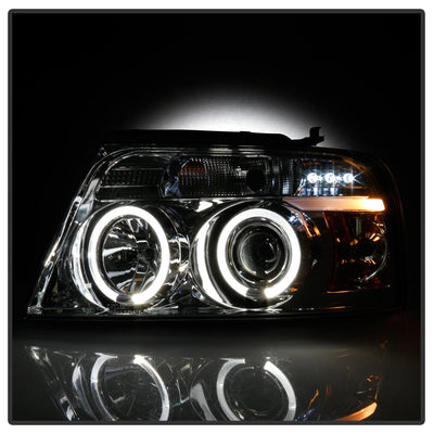 Version 2 Chrome LED Halo Projector Headlights <br>04-08 Ford F-150