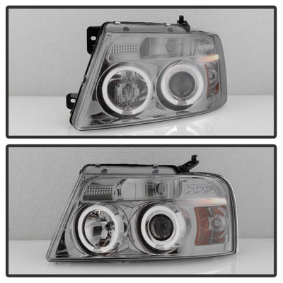 Version 2 Smoke LED Halo Projector Headlights <br>04-08 Ford F-150