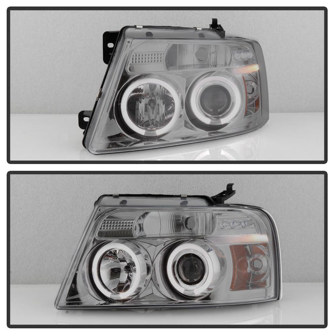 Version 2 Smoke LED Halo Projector Headlights <br>04-08 Ford F-150