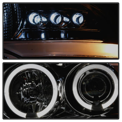 Version 2 Smoke LED Halo Projector Headlights <br>04-08 Ford F-150