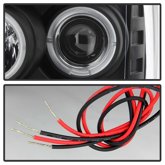 LED Halo Black Projector Headlights <br>09-14 Ford F-150