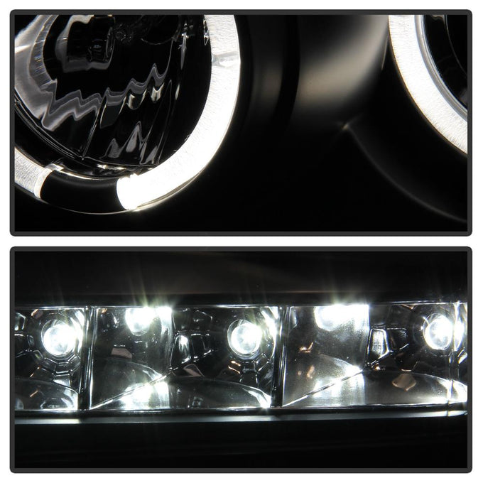 LED Halo Black Projector Headlights <br>09-14 Ford F-150