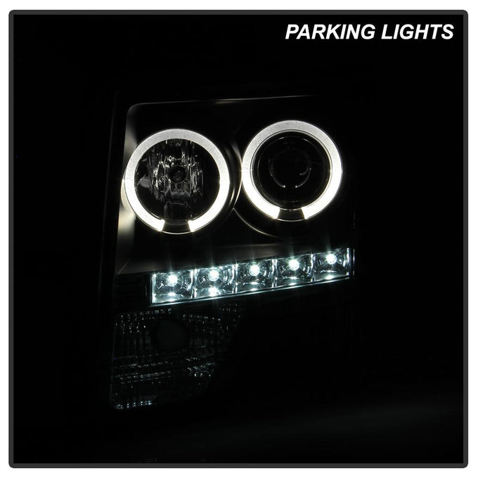 LED Halo Black Projector Headlights <br>09-14 Ford F-150