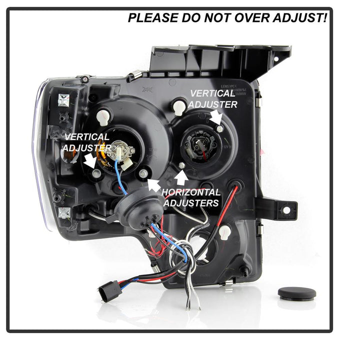 LED Halo Chrome Projector Headlights <br>09-14 Ford F-150