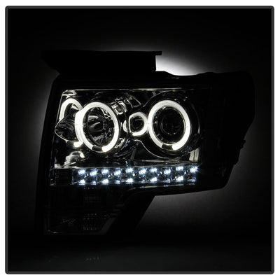 LED Halo Chrome Projector Headlights <br>09-14 Ford F-150