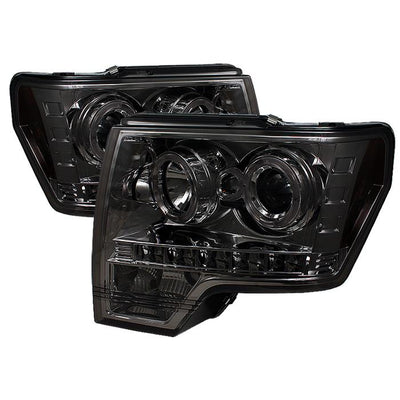 LED Halo Smoke Projector Headlights <br>09-14 Ford F-150