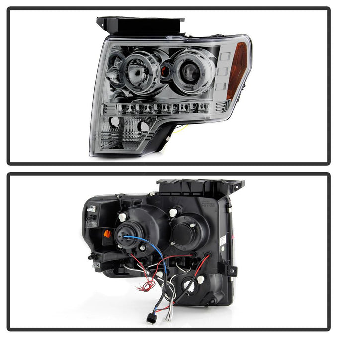 LED Halo Smoke Projector Headlights <br>09-14 Ford F-150