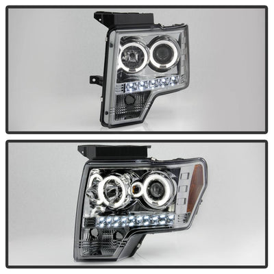 LED Halo Smoke Projector Headlights <br>09-14 Ford F-150