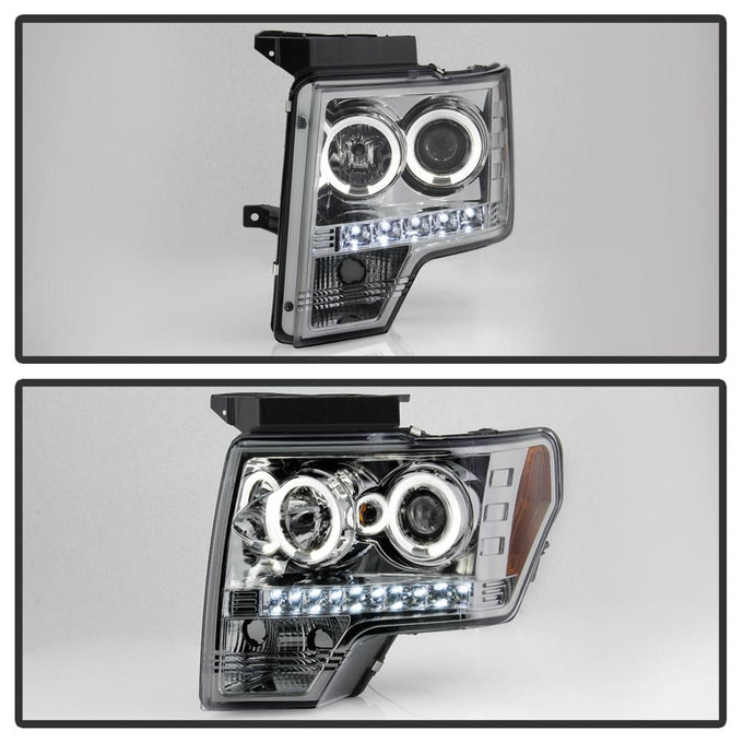 LED Halo Smoke Projector Headlights <br>09-14 Ford F-150