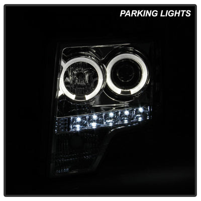 LED Halo Smoke Projector Headlights <br>09-14 Ford F-150