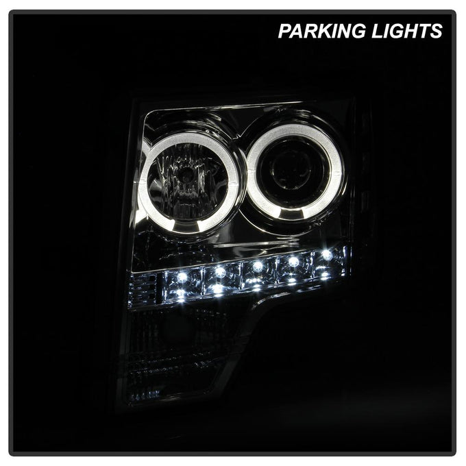 LED Halo Smoke Projector Headlights <br>09-14 Ford F-150