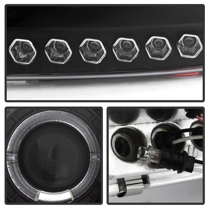 LED Halo Black Amber Reflector 1PC Projector Headlights <br>97-03 Ford F-150 97-02 Ford Expedition