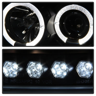 LED Halo Black Amber Reflector 1PC Projector Headlights <br>97-03 Ford F-150 97-02 Ford Expedition