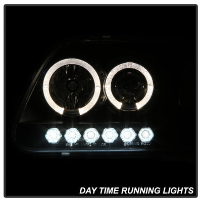 LED Halo Black Amber Reflector 1PC Projector Headlights <br>97-03 Ford F-150 97-02 Ford Expedition