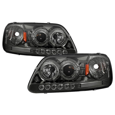 LED Halo Smoke Amber Reflector 1PC Projector Headlights <br>97-03 Ford F-150 97-02 Ford Expedition