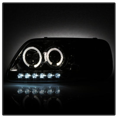 LED Halo Smoke Amber Reflector 1PC Projector Headlights <br>97-03 Ford F-150 97-02 Ford Expedition