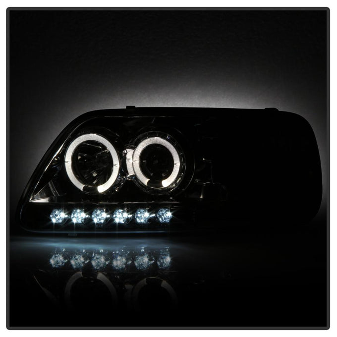 LED Halo Smoke Amber Reflector 1PC Projector Headlights <br>97-03 Ford F-150 97-02 Ford Expedition