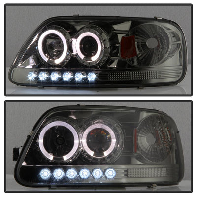 LED Halo Smoke Amber Reflector 1PC Projector Headlights <br>97-03 Ford F-150 97-02 Ford Expedition