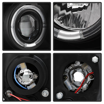 Version 2 Black LED Halo 1PC Projector Headlights <br>99-04 Ford F-250 Super Duty 00-04 Ford Excursion