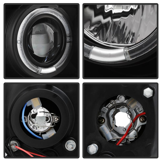 Version 2 Black LED Halo 1PC Projector Headlights <br>99-04 Ford F-250 Super Duty 00-04 Ford Excursion
