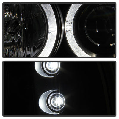 Version 2 Black LED Halo 1PC Projector Headlights <br>99-04 Ford F-250 Super Duty 00-04 Ford Excursion