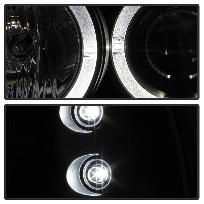 Version 2 Black LED Halo 1PC Projector Headlights <br>99-04 Ford F-250 Super Duty 00-04 Ford Excursion