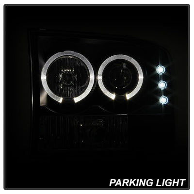 Version 2 Black LED Halo 1PC Projector Headlights <br>99-04 Ford F-250 Super Duty 00-04 Ford Excursion