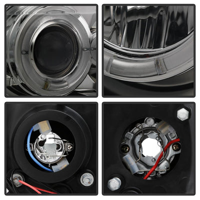 Version 2 Smoke LED Halo 1PC Projector Headlights <br>99-04 Ford F-250 Super Duty 00-04 Ford Excursion