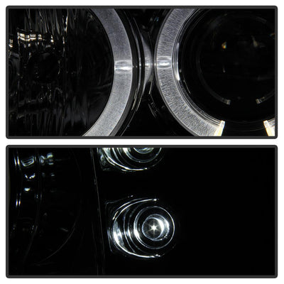Version 2 Smoke LED Halo 1PC Projector Headlights <br>99-04 Ford F-250 Super Duty 00-04 Ford Excursion