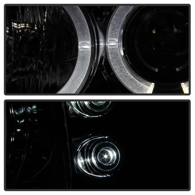 Version 2 Smoke LED Halo 1PC Projector Headlights <br>99-04 Ford F-250 Super Duty 00-04 Ford Excursion