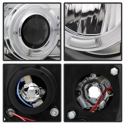 Version 2 Chrome LED Halo 1PC Projector Headlights <br>99-04 Ford F-250 Super Duty 00-04 Ford Excursion