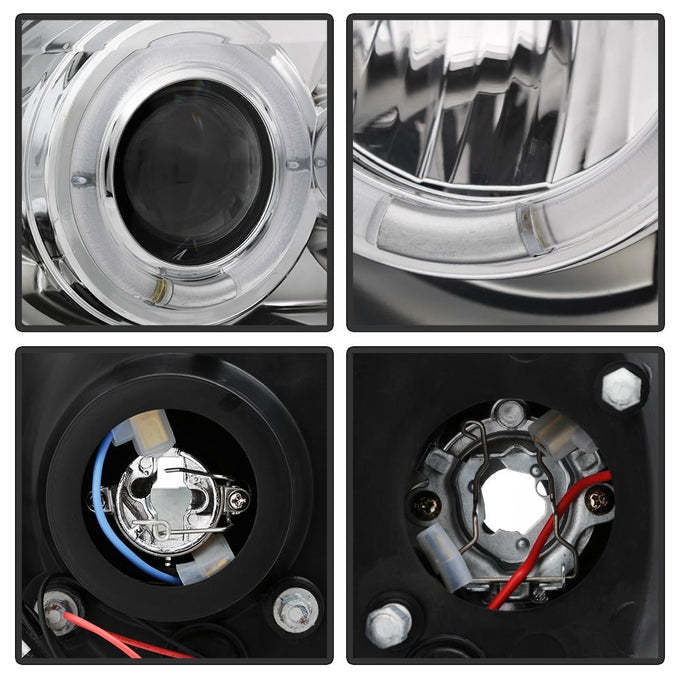 Version 2 Chrome LED Halo 1PC Projector Headlights <br>99-04 Ford F-250 Super Duty 00-04 Ford Excursion