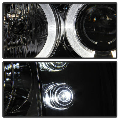Version 2 Chrome LED Halo 1PC Projector Headlights <br>99-04 Ford F-250 Super Duty 00-04 Ford Excursion