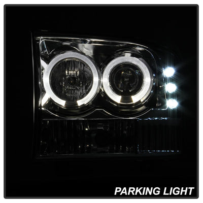 Version 2 Chrome LED Halo 1PC Projector Headlights <br>99-04 Ford F-250 Super Duty 00-04 Ford Excursion