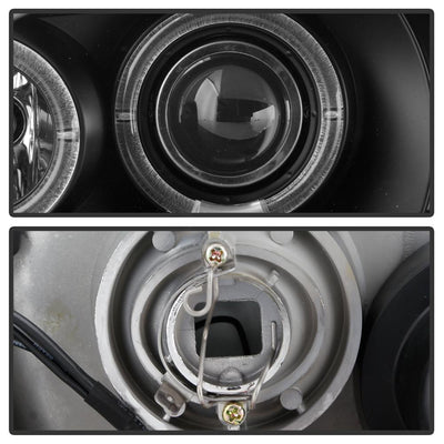 LED Halo Black Amber Reflector 1PC Projector Headlights <br>94-98 Ford Mustang