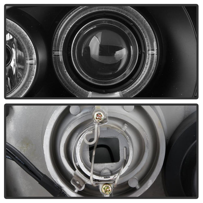 LED Halo Black Amber Reflector 1PC Projector Headlights <br>94-98 Ford Mustang