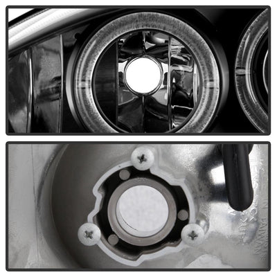 LED Halo Black Amber Reflector 1PC Projector Headlights <br>94-98 Ford Mustang