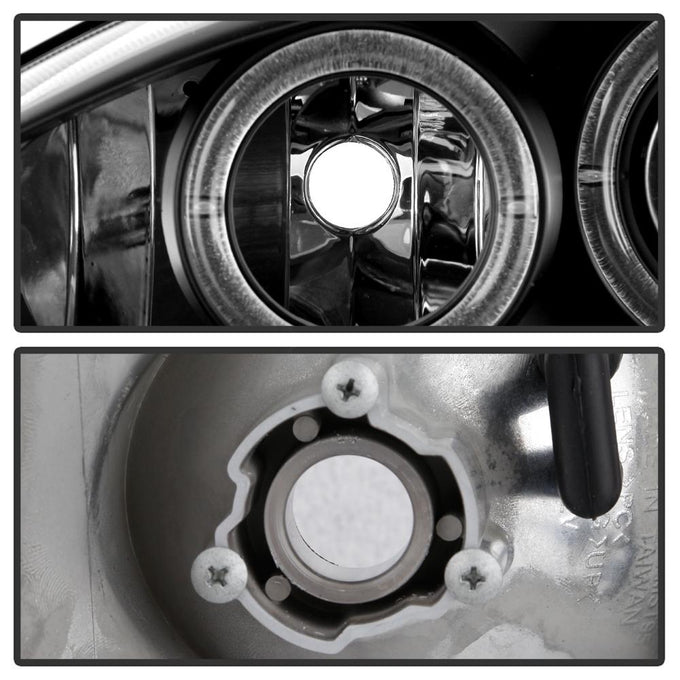 LED Halo Black Amber Reflector 1PC Projector Headlights <br>94-98 Ford Mustang