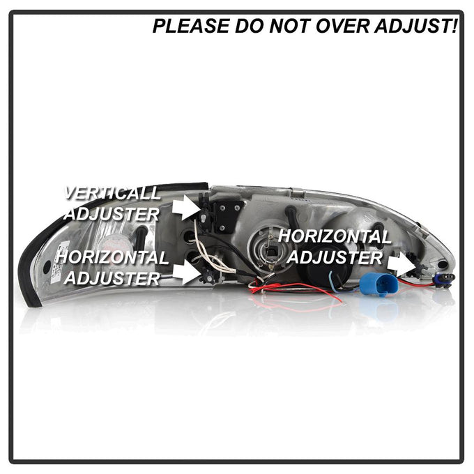 LED Halo Black Amber Reflector 1PC Projector Headlights <br>94-98 Ford Mustang