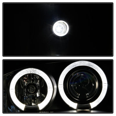 LED Halo Black Amber Reflector 1PC Projector Headlights <br>94-98 Ford Mustang
