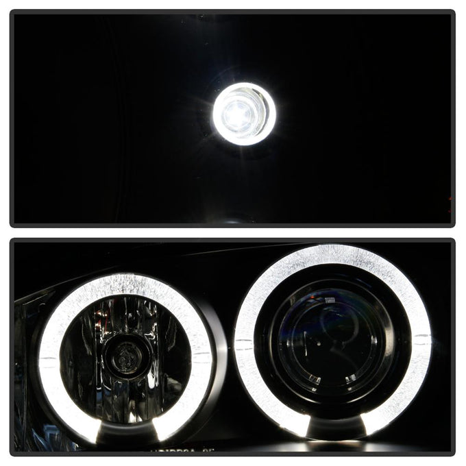 LED Halo Black Amber Reflector 1PC Projector Headlights <br>94-98 Ford Mustang
