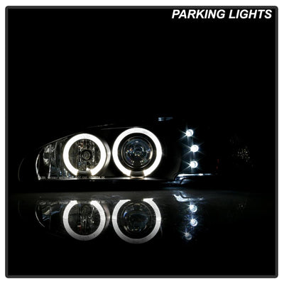 LED Halo Black Amber Reflector 1PC Projector Headlights <br>94-98 Ford Mustang