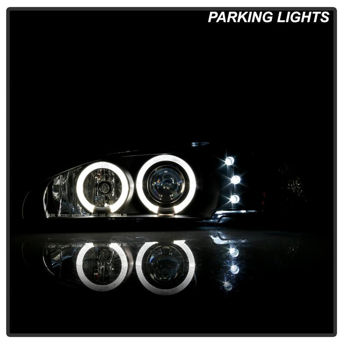 LED Halo Black Amber Reflector 1PC Projector Headlights <br>94-98 Ford Mustang