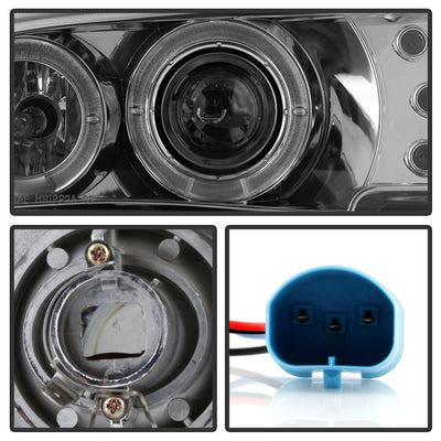 LED Halo Smoke Amber Reflector 1PC Projector Headlights <br>94-98 Ford Mustang